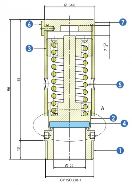 Предохранительный пружинный клапан PED  DN 1", 6 bar (59840-PN6)